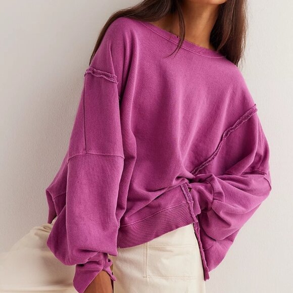 NWT FREE PEOPLE Camden Purple Orchid Sweatshirt We The Free